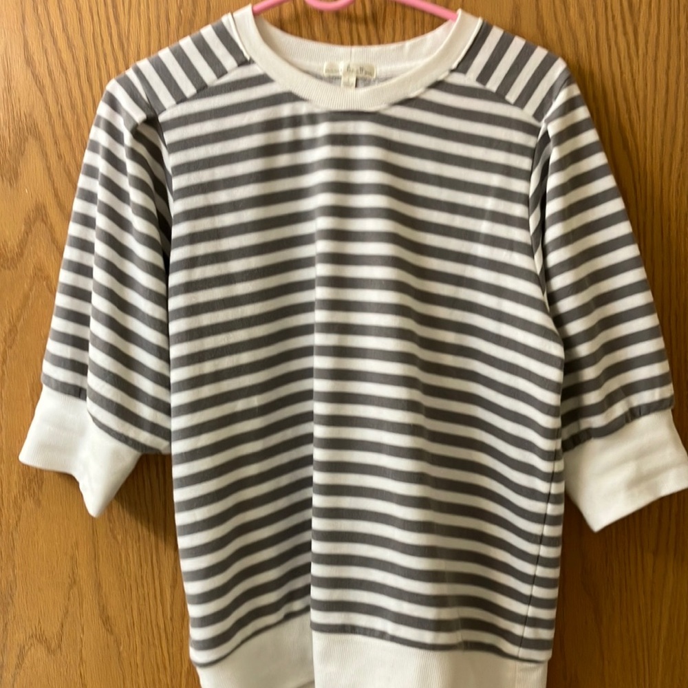 Nine Britton Striped Gray and White tee